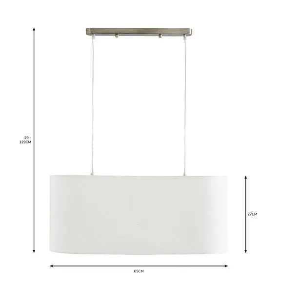 2-Light Diner Ceiling Light - White, Fabric