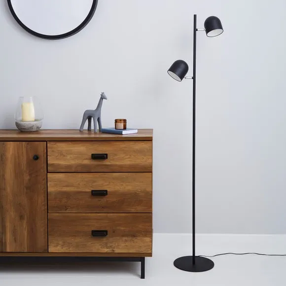 2-Light Floor Lamp Touch Dimmable - Black