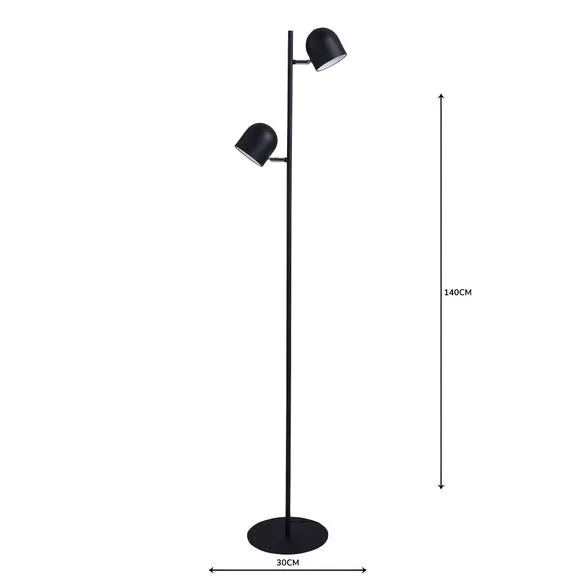 2-Light Floor Lamp Touch Dimmable - Black