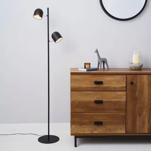 2-Light Floor Lamp Touch Dimmable - Black image