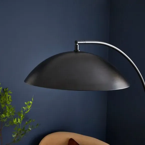 2 Light Floor Lamp with Arch Design - Black, Metal