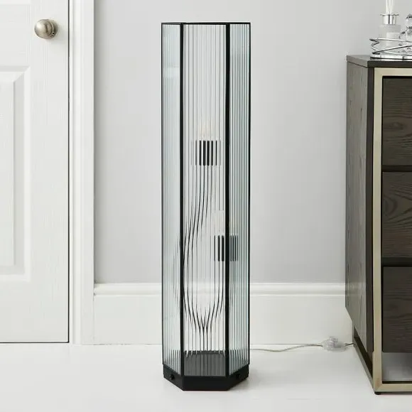 2-Light Floor Lamp with Foot Switch - Black