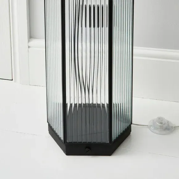 2-Light Floor Lamp with Foot Switch - Black