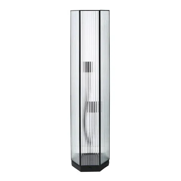 2-Light Floor Lamp with Foot Switch - Black