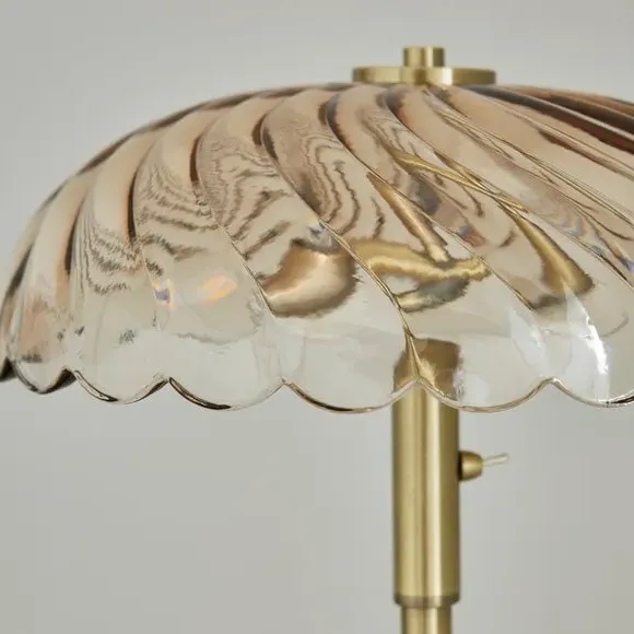 2-Light Floor Lamp with Glass Shade - Gold