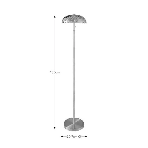 2-Light Floor Lamp with Glass Shade - Gold