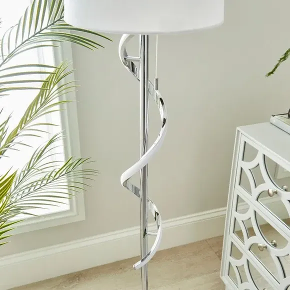 2 Light Floor Lamp with LED Swirl - Chrome, Metal