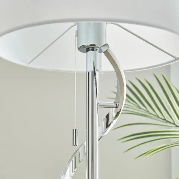 2 Light Floor Lamp with LED Swirl - Chrome, Metal