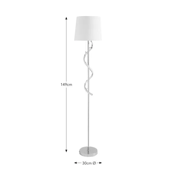 2 Light Floor Lamp with LED Swirl - Chrome, Metal