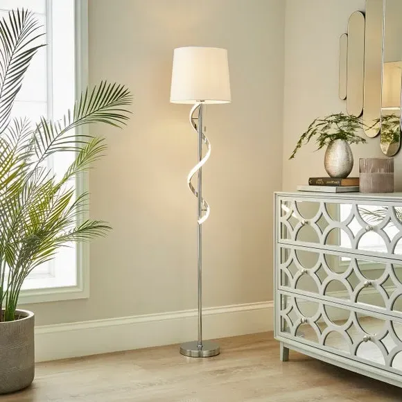 2 Light Floor Lamp with LED Swirl - Chrome, Metal image
