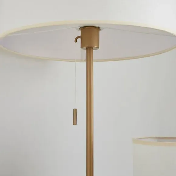 2-Light Floor Lamp with Pull Cords - Gold, Metal