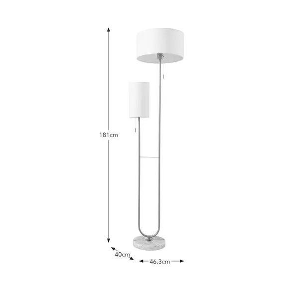 2-Light Floor Lamp with Pull Cords - Gold, Metal