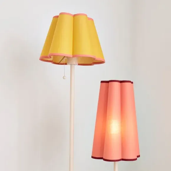 2 Light Floor Lamp with Pull Cords - Pink, Metal