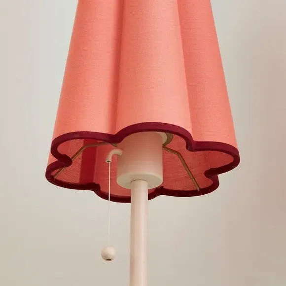 2 Light Floor Lamp with Pull Cords - Pink, Metal