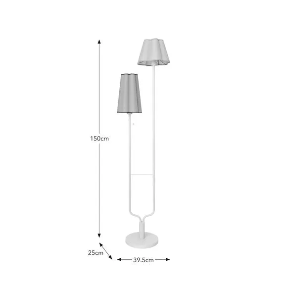 2 Light Floor Lamp with Pull Cords - Pink, Metal