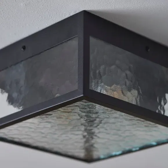 2-Light Flush Ceiling Light - Black, Glass