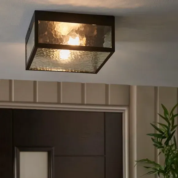 2-Light Flush Ceiling Light - Black, Glass image