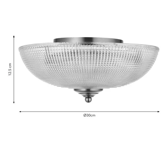 2-Light Flush Ceiling Light - Clear, Glass