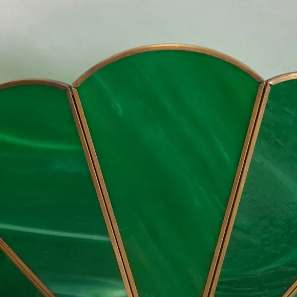 2-Light Flush Ceiling Light - Green, Glass