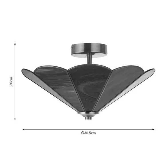 2-Light Flush Ceiling Light - Green, Glass