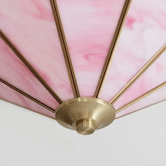 2-Light Flush Ceiling Light - Pink, Glass