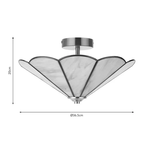 2-Light Flush Ceiling Light - Pink, Glass