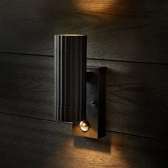 2 Light PIR Outdoor Wall Light - Black