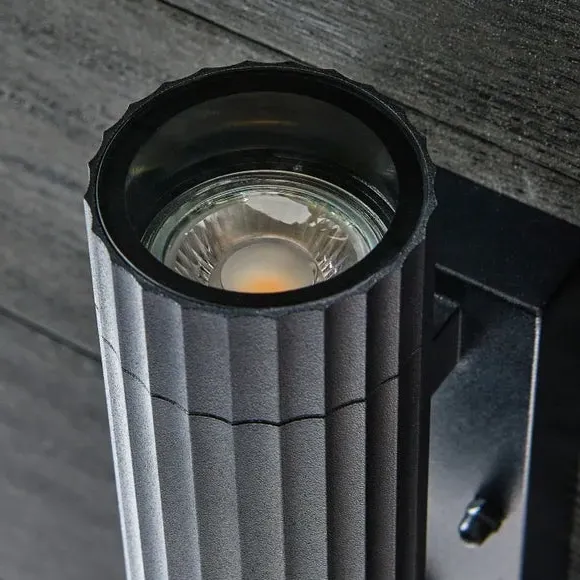 2 Light PIR Outdoor Wall Light - Black