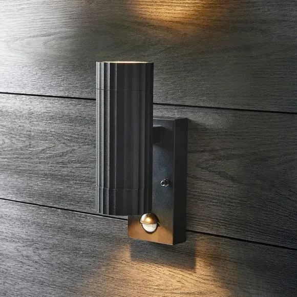 2 Light PIR Outdoor Wall Light - Black image