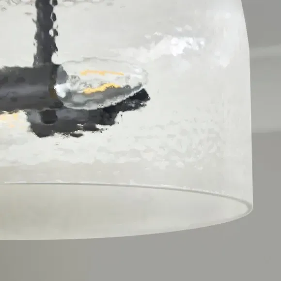 2-Light Semi Flush Ceiling Light - Black, Glass