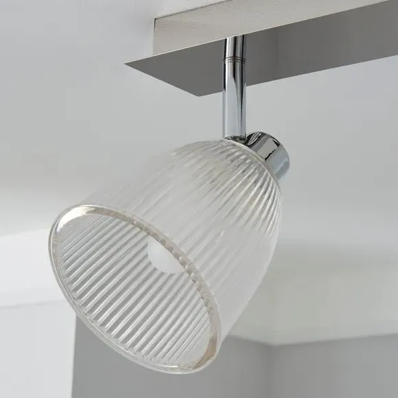 2-Light Semi Flush Spotlight Bar - Silver, Glass