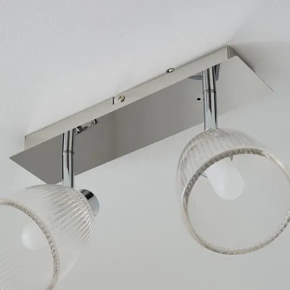 2-Light Semi Flush Spotlight Bar - Silver, Glass