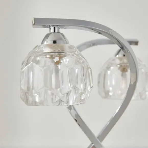 2 Light Table Lamp - Chrome, Metal & Glass