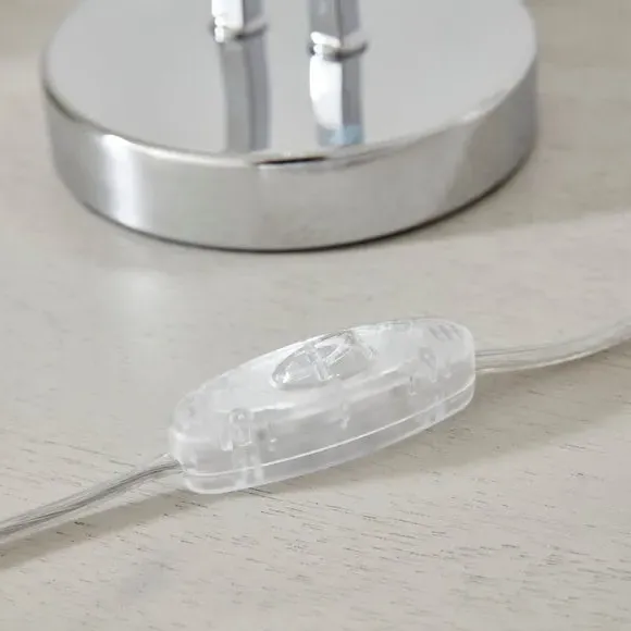 2 Light Table Lamp - Chrome, Metal & Glass