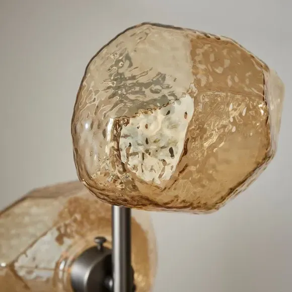 2-Light Table Lamp Industrial Style - Gold, Glass