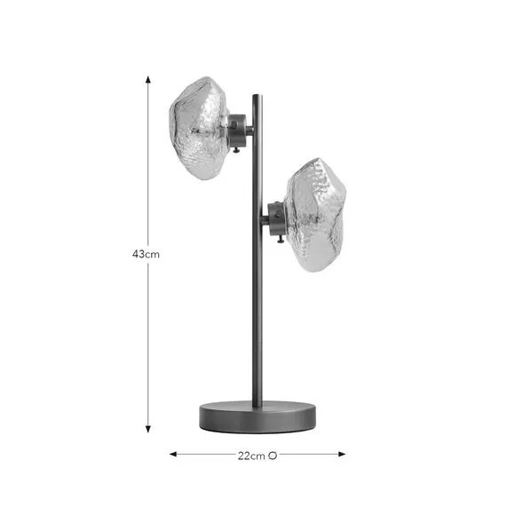 2-Light Table Lamp Industrial Style - Gold, Glass