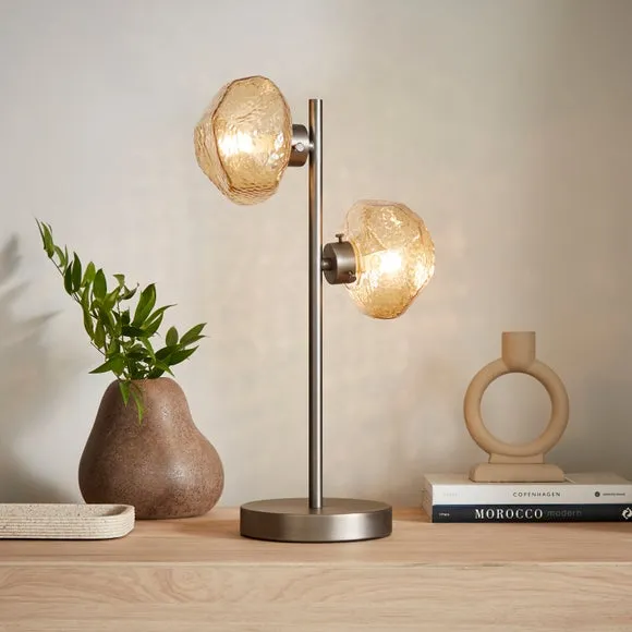2-Light Table Lamp Industrial Style - Gold, Glass image
