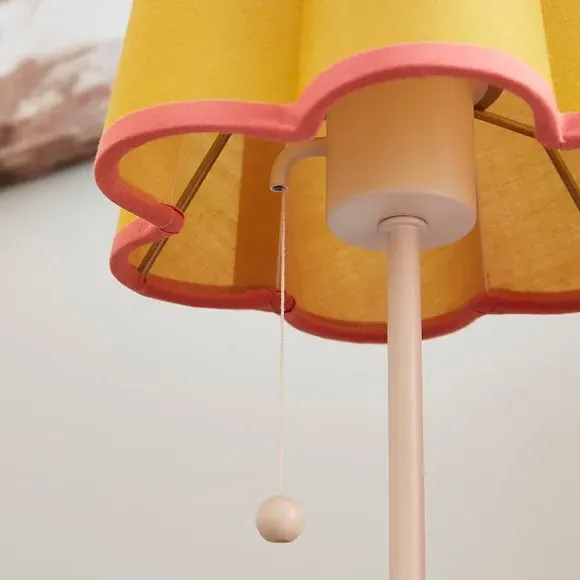 2 Light Table Lamp with Pull Cords - Pink, Metal