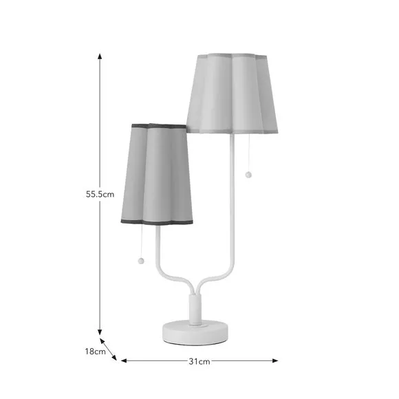 2 Light Table Lamp with Pull Cords - Pink, Metal