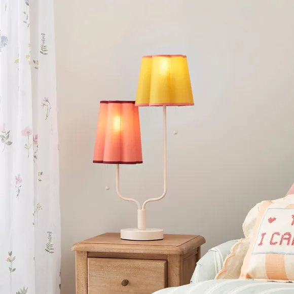 2 Light Table Lamp with Pull Cords - Pink, Metal image