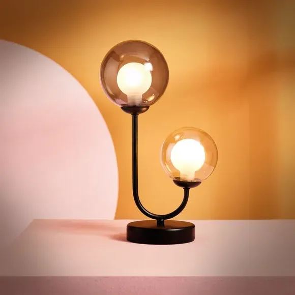 2-Light Table Lamp with Switch - Black