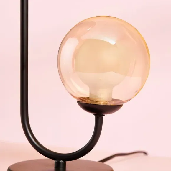 2-Light Table Lamp with Switch - Black