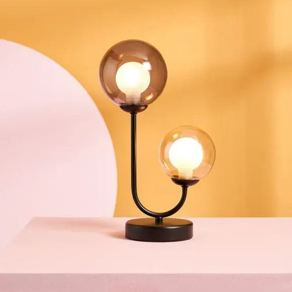 2-Light Table Lamp with Switch - Black image