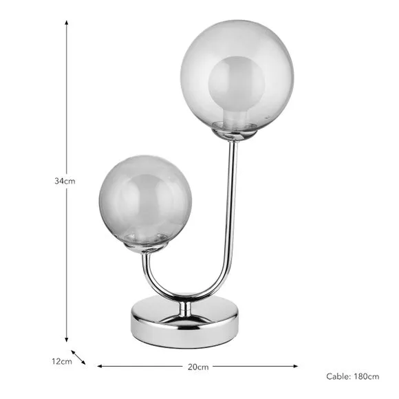 2-Light Table Lamp with Switch - Chrome