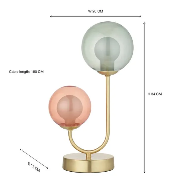 2-Light Table Lamp with Switch - Multicolor