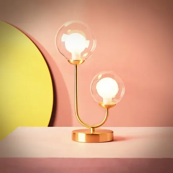 2-Light Table Lamp with Switch - Satin Gold