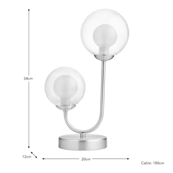 2-Light Table Lamp with Switch - Satin Gold