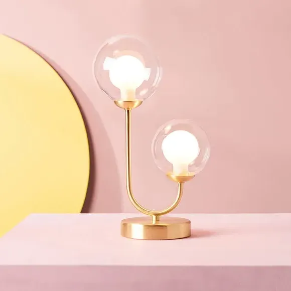 2-Light Table Lamp with Switch - Satin Gold