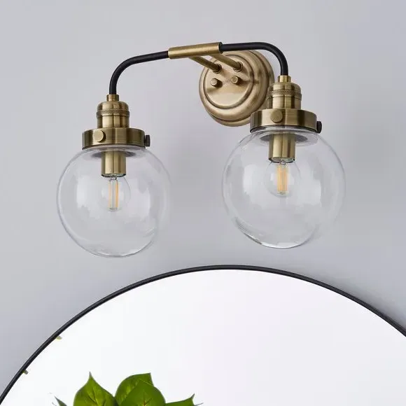 2 Light Wall Light - Antique Brass