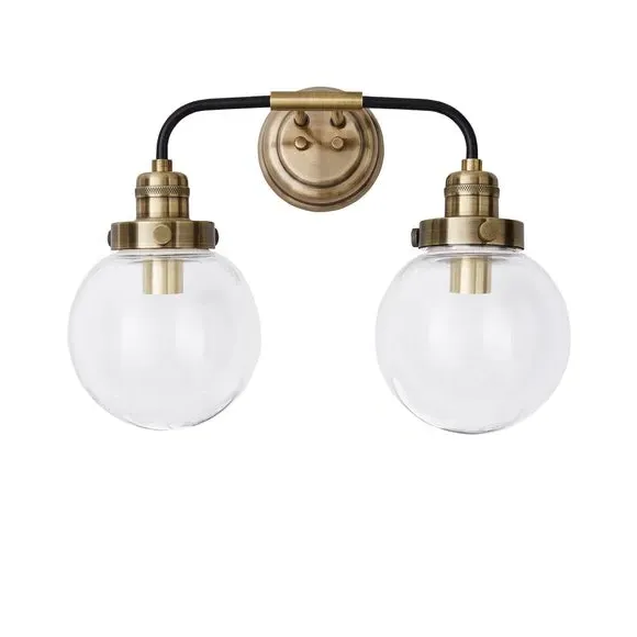 2 Light Wall Light - Antique Brass